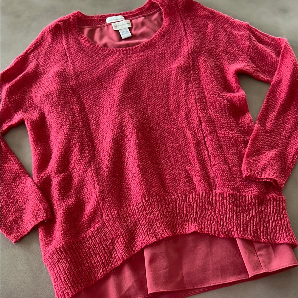 Soft Surroundings Vibrant Red Crew Neck Sweater with tank top